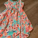 Lush Clothing Lush faux wrap mini dress spaghetti straps teal orange floral women’s size Small Photo 10