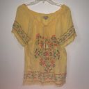 Live and let live  Floral Boho Blouse Ties Yellow L Photo 0