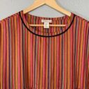 Amaryllis Red Rainbow Bohemian Stripe Peplum Long Sleeve Top with Pom Poms Photo 2