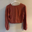 Style House Long Sleeve Orange Button Tie Blouse Photo 4