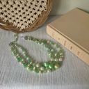 American Vintage Vintage “Sybil” Japan Green Glass Bead Pearl Necklace Three Strand Choker Multi Color Photo 4