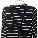 Zenana Outfitters  V- Neck Snap Front Black & White Striped Cardigan Size Small Photo 3