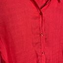 Coldwater Creek 100% Linen Textured Long Sleeve Coral Button Up Collared Blouse Photo 2