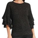 DKNY  Multi-Color Shimmer Ruffle Sleeve Sweater Photo 9