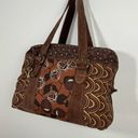 Fossil Vintage  Travel Weekender Bag Printed Canvas & Leather Brown Photo 1