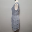 Connected Apparel  silver plisse tiered midi dress size 12 Photo 3