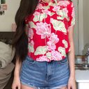 Forever 21 Red Floral Hawaiian Button Down Shirt Photo 1