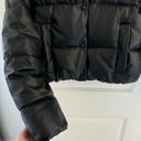 ZARA  Black Faux Leather Cropped Puffer Bomber Jacket | S Photo 4