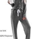 New Pajama Set Heather Gray Small Long Sleeve Button Down Pjs Nightwear Lounge Photo 4