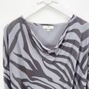 Natori  Grey Zebra Animal Print Cowl Neck Sweater Tunic Medium M Photo 1