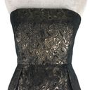 Sans Souci  Strapless Party Prom Dress S Black Gold Empire Waist Retro Pinup Zip Photo 1