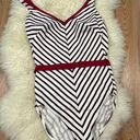 Lee Vintage 60s 70s Robbie  Fashions Chevron Print Belted One Piece Swimsuit M Photo 0