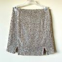 love on a hanger NWT XS Silver Sequin Mini Skirt with Side Slits Sexy Zipper Close Evening Night Photo 0