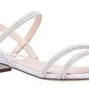 Nina Sarita Evening Metallic Crystal Strappy Flat Textured Sandals Size 9 Photo 0