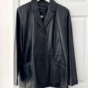 Kenneth Cole Reaction  Black Leather Vintage Y2K Button Up Blazer Jacket Large Photo 0