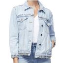 Good American [] Light Wash Studded Distressed Oversized Denim Jacket Sz Large L Photo 0