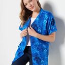 Isaac Mizrahi  Live Blue Summer Floral Short Sleeve Open Front Cardigan Medium Photo 5