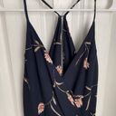 Lush Clothing LUSH Navy and Pink Floral Halter Style Maxi Dress with Side Cut Out Photo 1