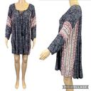 American Eagle  Womens Tunic Mini Dress Long Sleeves Boho Peasant Blue Pink XS Photo 1