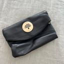 Mulberry  Black Genuine Leather Foldover Clutch Crossbody Bag Photo 0