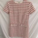 Bebop : Pink/white short sleeve, midi tweed inspired dress- size Medium Photo 10