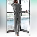 New Pajama Set Heather Gray Small Long Sleeve Button Down Pjs Nightwear Lounge Photo 3