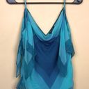 BCBGMAXAZRIA  Women’s Silk Y2K Style Drape Sides Multi Blue Cowl Neck Tank Top Photo 0