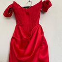 House Of CB  'Loretta' Red Satin Off Shoulder Dress/Size XS NWOT Photo 5