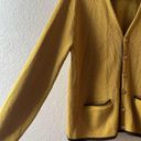 Vintage 70s mustard yellow cardigan sweater button up cottagecore retro v neck Size L Photo 3