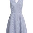 Draper James  Seersucker Dress 10 Love Circle Cotton Navy Striped Sleeveless Photo 6