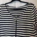 J.Crew  Size M Black & Shirt Striped Long Sleeve Midi Dress Women's Zip Front Photo 1