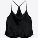 ZARA Black Satin Draped Cami Tank Photo 3