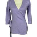 Diane Von Furstenberg  DVF Ballerina Wrap Size P Silk Cashmere Sweater Purple Photo 14