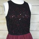 Socialite  Black Maroon Sequins Flare Dress Medium Photo 2