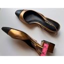 Veronica Beard  Cecile Metallic gold and black Leather Slingback Pumps size 7 Photo 8