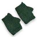 Womens Handcrafted Fingerless Glove Knit Solid Green Lightweight OS Photo 6