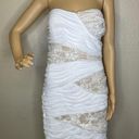 City Triangles Bodycon Strapless Ruffled Dress Gold White size XL Photo 1