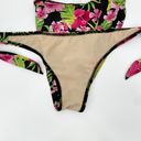 NEW Kechika Floral Bikini Bottoms Side Tie Black Hot Pink Hibiscus Green Size 12 Photo 3