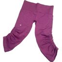 Lululemon  Womens Heathered Berry Yum Yum In The Flow Ruched Crop Leggings Size 6 Photo 1