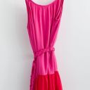 Entro Boutique Colorblock Pink Tie Waist Dress Photo 6