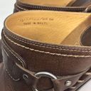 Frye  Womens Mule Shoes Brown Wedge Heels Studded Round Toe Slip Ons 10 M Photo 7