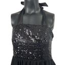 Target  Limited Edition Mini Dress Sz 2 Black Sequin Chiffon Halter Neck Tie Photo 2