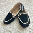 UGG Hailey Suede Moccasin Loafers Slip On Womens Size 8 Slippers Black Sheepskin Photo 7