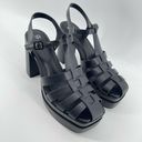 BP  Amaya Black Faux Leather Fisherman Block Heel Platform Sandals Size 9.5 Photo 2