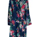 Johnny Was  Evelyn Silk Sleep Robe Floral Print Cozy Navy Blue Size XS Photo 3