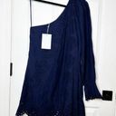 Hill House  The Mila Womens Medium Mini Dress Navy One Shoulder Long Sleeve Photo 0