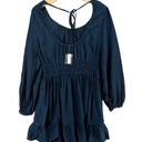 Madewell  Dress Womens L Blue Sophia Mini Open Back Fit Flare Shirred Soft Twill Photo 6