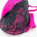 Smart & Sexy  Womens 42D Jeweled Push Up Bra Underwire Pink Black Lace Photo 3