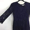 Alexis  Nadege Navy Crochet Lace 3/4-Sleeve V-Neck Midi Mermaid Dress Small Party Photo 6