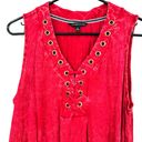 Signature Studio  size XL v‎ neck red tank top blouse top shirt grommet detail Photo 2